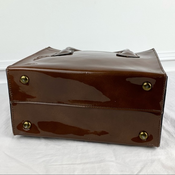 Gorgeous Vintage Ronay Dark Brown Patent Leather Handbag Purse 1960s - Picture 6 of 10